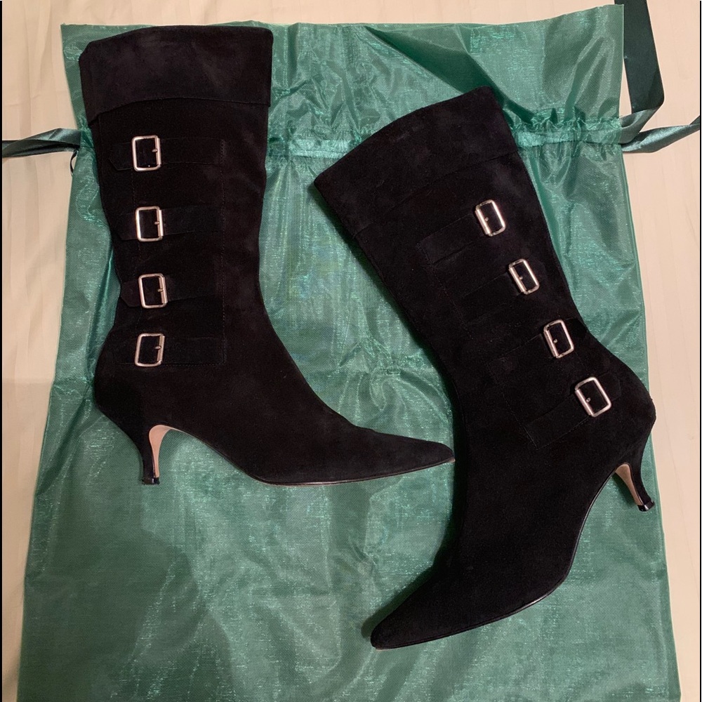 Kitten Heel Black Suede Boots